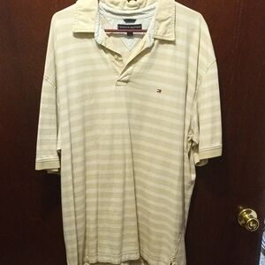 Tommy Hilfiger Golf Shirt Men's XXL Tan And Cream